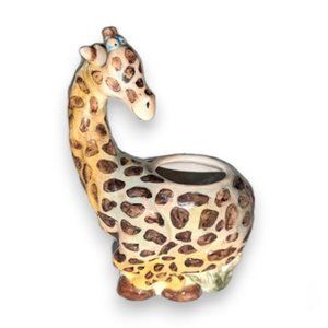 Giraffe Glossy Ceramic Planter Pencil Bathroom Holder Pastel  Figurine Sculpture